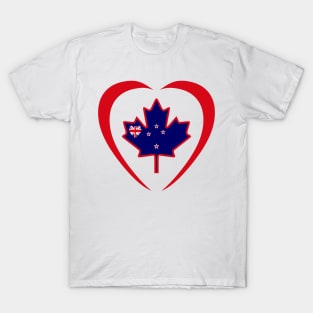 New Zealander Canadian Multinational Patriot Flag Series (Heart) T-Shirt